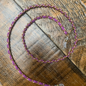 Purple and gold chain for glasses. Gold chain for sunglasses or eyeglasses. Many colors available. Free shipping!