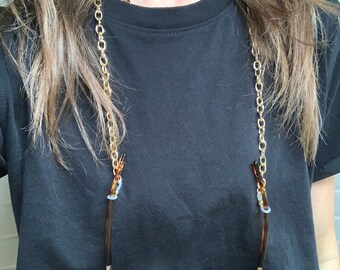 Chunky gold chain for glasses or sunglasses. Chain for eyeglasses. Lightweight glasses chain. Free shipping.