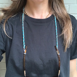Turquoise and silver glasses chain. Men’s or women’s chain for sunglasses or eye glasses. Free shipping!