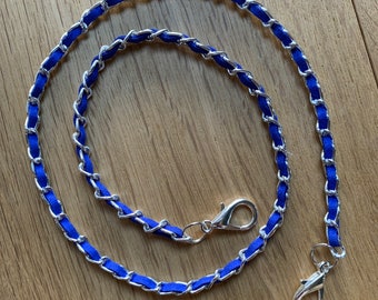 Silver and Blue Mask Chain Aluminum Curb Chain. Free Shipping!
