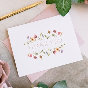 Floral Thank You Card, Thank You Cards, Wedding Thank You card, Bridal Shower, Engagement Party, Baby Shower Thank You, Thank You, Blush