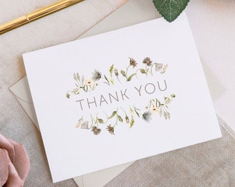 Floral Thank You Card, Thank You Cards, Wedding Thank You card, Bridal Shower, Engagement Party, Baby Shower, Thank You, Neutral
