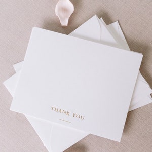 Cartes de remerciement pressées en aluminium, carte de remerciement en feuille d'or, ensembles de remerciement pour la douche nuptiale, notes de remerciement de luxe, note de remerciement minimale,