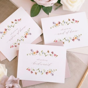 Bridal Party Proposal Cards, Will You Be My Bridesmaid, Bridesmaid Proposal, Floral, Floral Bridal Party Card, Will You be my Maid of Honor