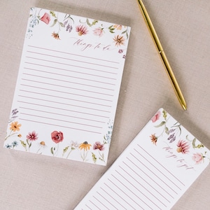 Floral Notepad, Things to Do Notepad, Grocery List Notepad, Task Notepad, Floral, Desk Notepad, Gifts, Grocery List, Gift for Her