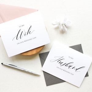 Lot de cartes pour le jour de notre mariage, à ma femme le jour de notre mariage, à mon mari le jour de notre mariage, mot le jour du mariage, à mon mari, pliable