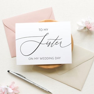 À ma sœur le jour de mon mariage, à ma sœur, cartes du jour du mariage, jour du mariage entre frères et sœurs, carte de remerciement, à ma sœur, pliable