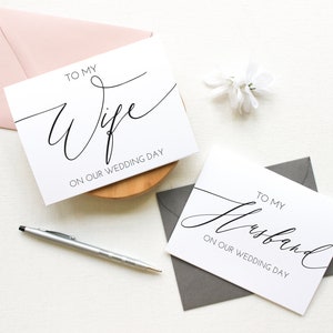 Wedding Day Cards, To My Wife On Our Wedding Day, To My Husband on our Wedding Day, Wedding Day Note, To My Hubby, Foldable