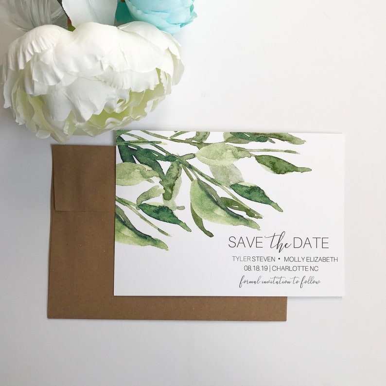Save Our Date Greenery Wedding PRINTED Greenery Save The Date Save The Date Invitation