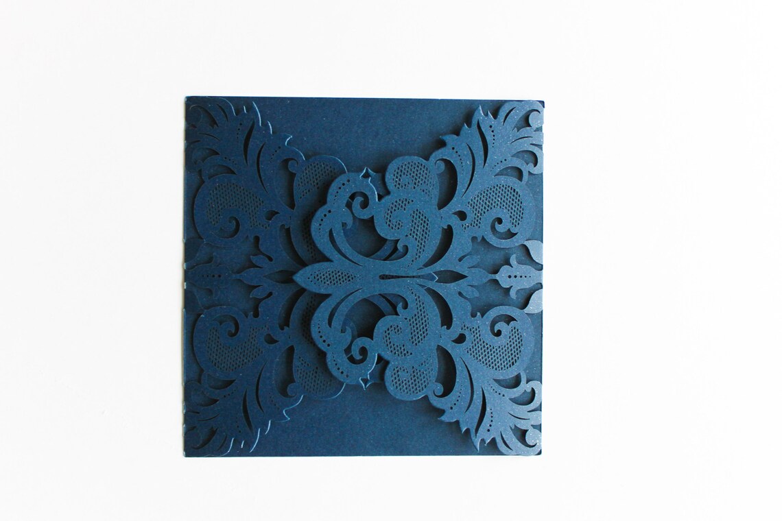 Navy Lasercut Invitation Holder Square Lasercut Holder Etsy