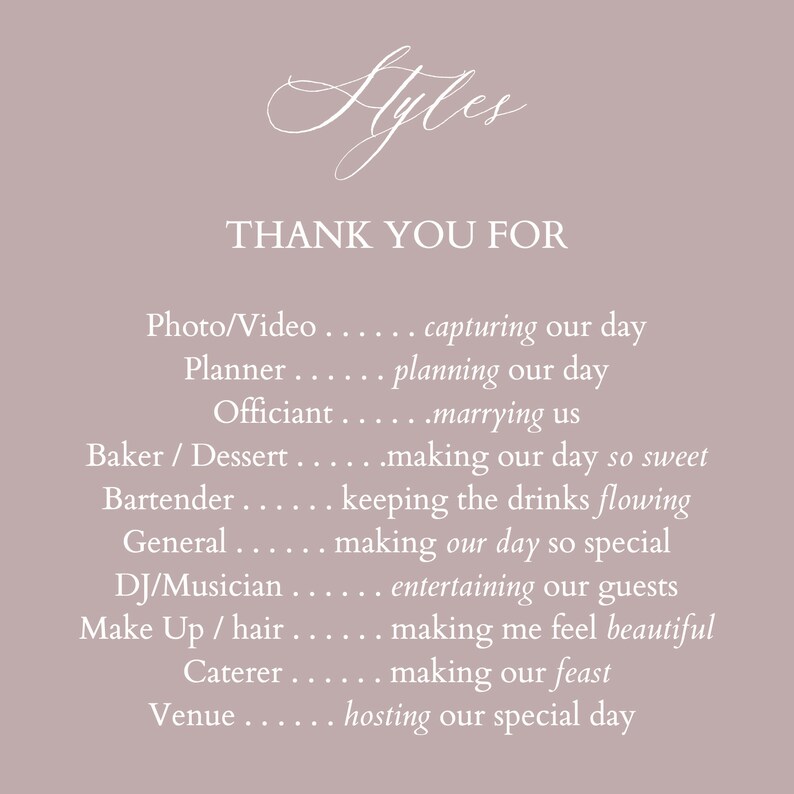 Wedding Vendor Thank You Card Wedding Day Card Thank You Etsy