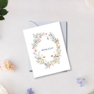 Carte pensée à vous fleurs sauvages, carte pensée à vous, carte de sympathie, lot de cartes floral, meilleurs voeux, carte jardin, cartes de voeux