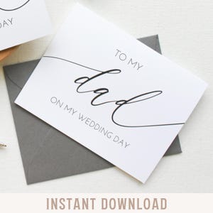 Tarjeta de boda para papá, carta imprimible para hijo o hija, diseño minimalista, descarga instantánea, tarjetas de boda, para mi papá, V1