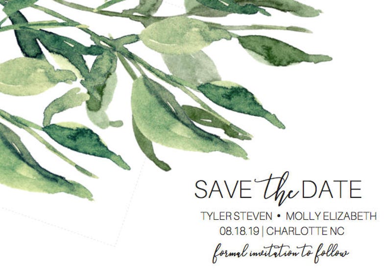 Save Our Date Greenery Wedding PRINTED Greenery Save The Date Save The Date Invitation