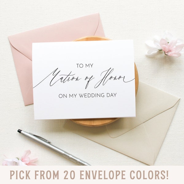 To my Matron of Honor on my Wedding Day, To my Matron of Honor, Wedding Day Cards, Bridal Party Wedding Day, To My Maid of Honor