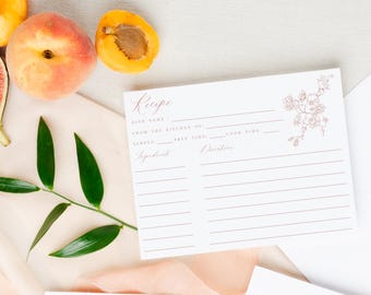 PRINTED Bridal Shower Recipe Card, Recipe Cards, Fun Bridal Shower Games, Bridal Shower Games, Blush, Florals, Clara
