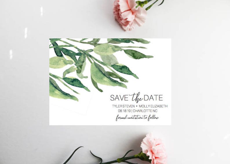 Save Our Date Greenery Wedding PRINTED Greenery Save The Date Save The Date Invitation