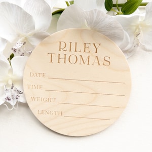 Baby Name Sign, Birth Stat Sign, Personalized Baby Name Announcement, Baby Name Photo Prop, Baby Name Sign, Baby Name Reveal, Wood Plaque