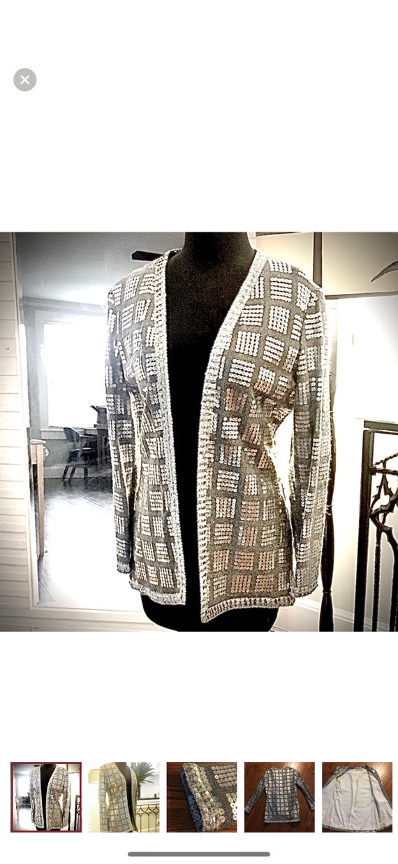 Vintage 1970s Silver Sequin jacket by Junior Accen