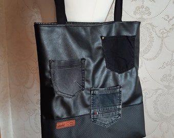 Nachhaltiger Wendebeutel Tasche Shopper schwarz