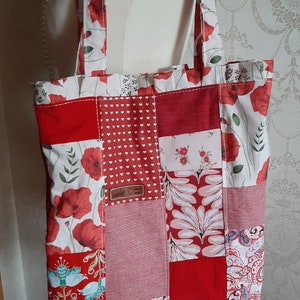 Stoffbeutel nachhaltiger Shopper rot mit Rüschen - Geschenk für Frauen