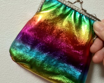 Genähte Clipbörse Portmonnaie Etui Münztasche kleines Täschchen Regenbogen für Damen/Mädchen