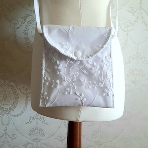 Kleine Umhängetasche weiß - Tasche Kommunion - Handytasche Braut