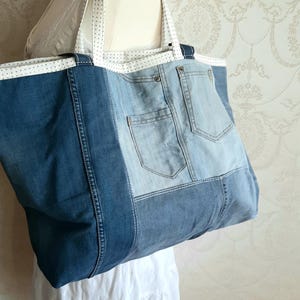Jeans Tasche Shopper Upcycling Markttasche XXL
