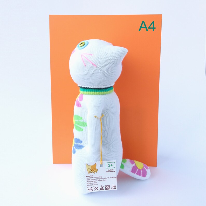 10 Handmade Stuffed White Sock Cat Kids/' Doll Toy