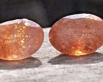 Faceted Tanzania sunstone pair 5mm x 7mm oval