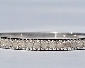 Natürlicher Diamant Bandring aus 925er Silber UK Größe M