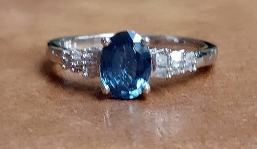 Rare Natural Kyanite and White Diamond Ring 925 uk size Q | Etsy