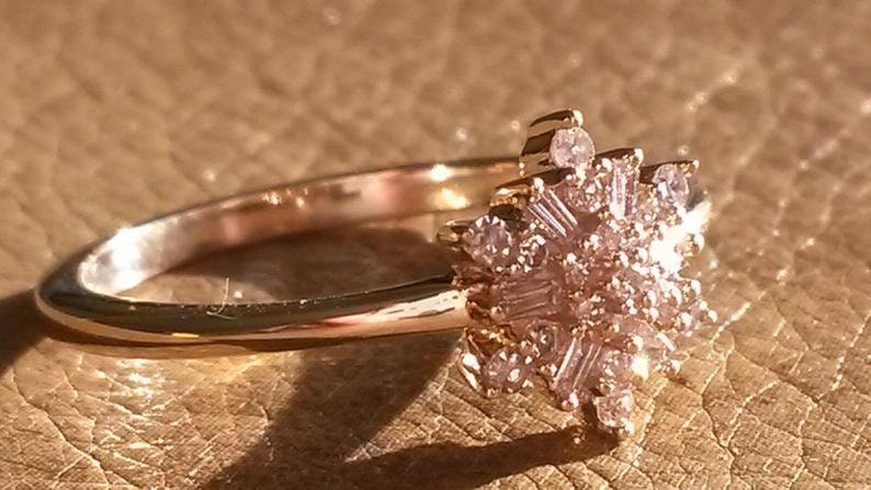 Natural pink diamond ring in rose gold image 3