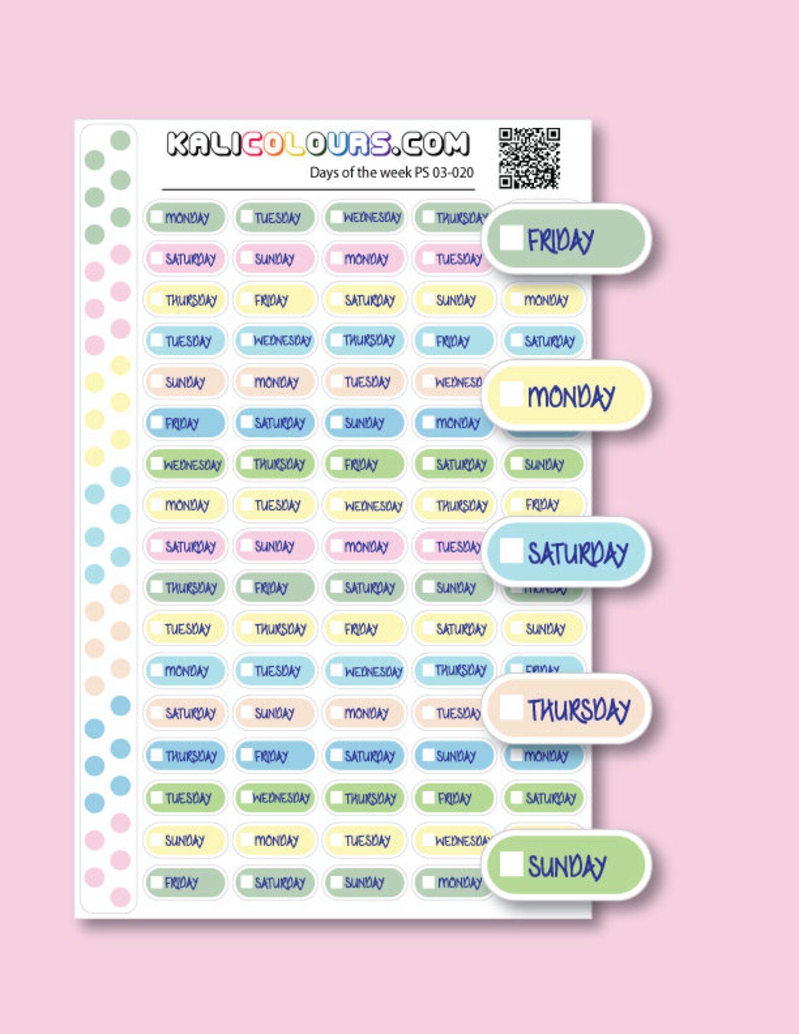Days of the week Planner stickers Diary stickers Choice | Etsy