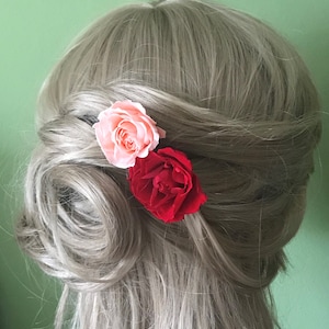 Haarspangen Blumenspangen Haarschmuck Blütenspangen hairpins für jeden Anlass Hochzeit Weihnachten Blumenmädchen Rockabilly Vintagefrisur Bild 3