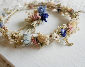 Couronne de cheveux couronne de fleurs couronne de mariage bandeau fleurs sèches couronne épingle