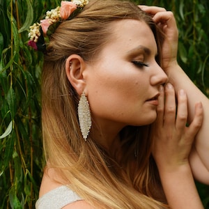 Spange mit stabilisierten Rosen und Schleierkraut Haarspangen Haarnadeln kurz lang mit Stoffblatt Bild 3