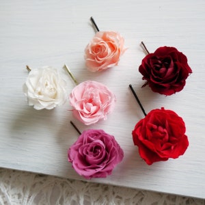 Haarspangen Blumenspangen Haarschmuck Blütenspangen hairpins für jeden Anlass Hochzeit Weihnachten Blumenmädchen Rockabilly Vintagefrisur Bild 1