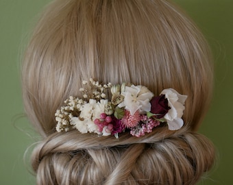 Haarkamm Hochzeit-Accessoires dekoratives Kamm burgundy Töne oder hellrosa  verschiedene Farben