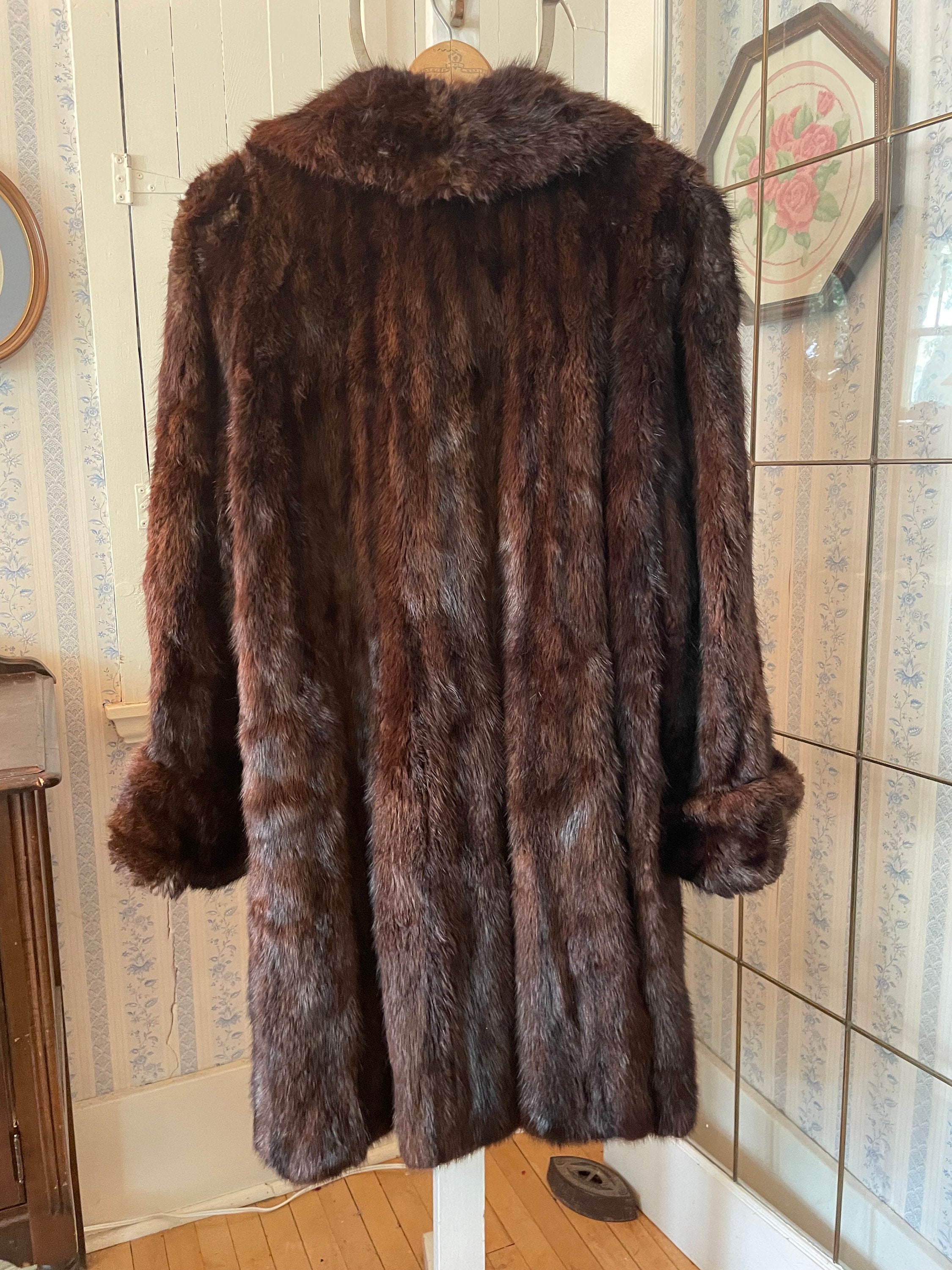 Genuine Real Mink Fur Coat Jacket Mixed Brown Echt Pelz Size