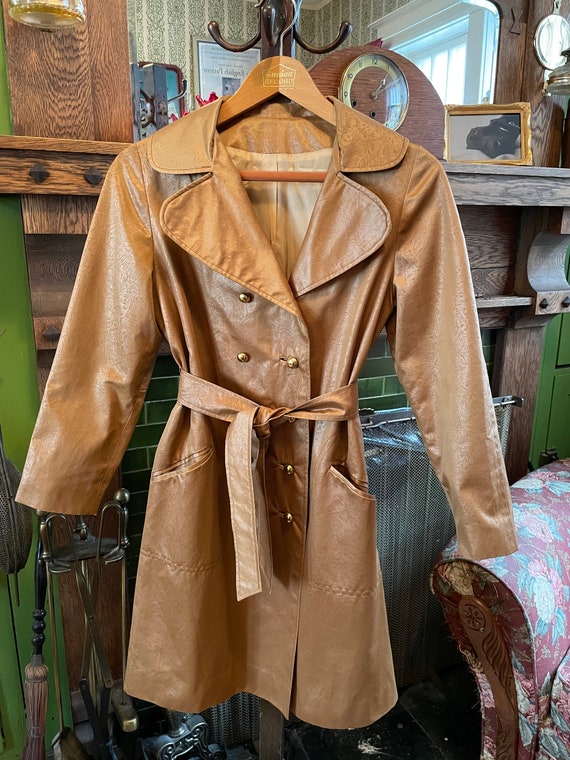 Vintage coated nylon trench coat, raincoat (B378)… - image 1