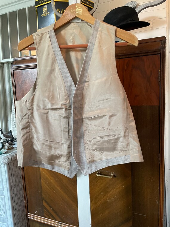 Vintage beige vest, tan beige wool blend waistcoa… - image 8