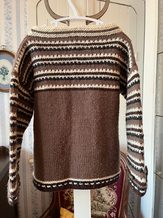 Vintage kids' beige and brown sweater, handmade p… - image 5
