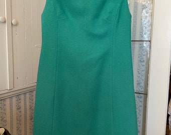 Vintage green dress, green sheath dress (B768), light emerald green sleeveless dress, sheath dress