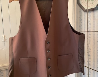 Vintage brown vest, light brown waistcoat (C088), light chocolate brown vest, tailored waistcoat with pockets
