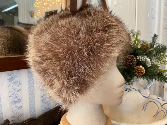 casquette vintage beige rayé marron laine mélangé taille 55 cm