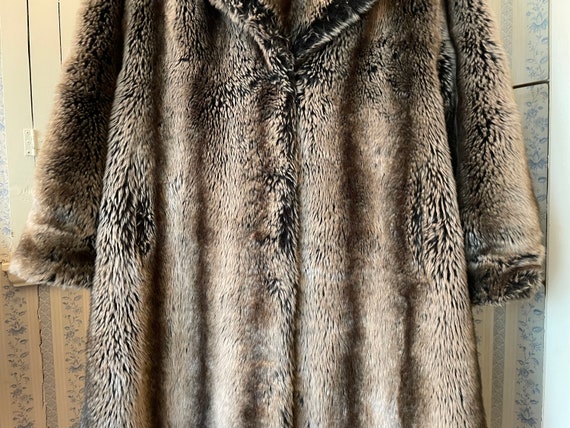 Vintage brown coat, brown faux fur overcoat (C178… - image 5