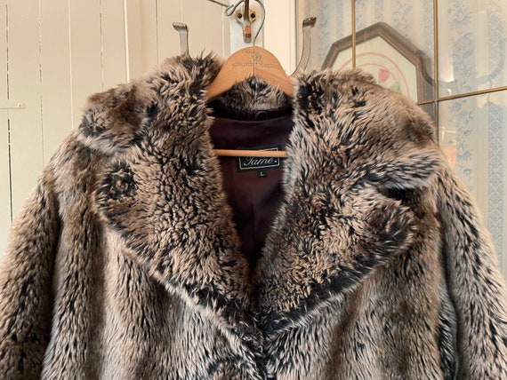 Vintage brown coat, brown faux fur overcoat (C178… - image 2