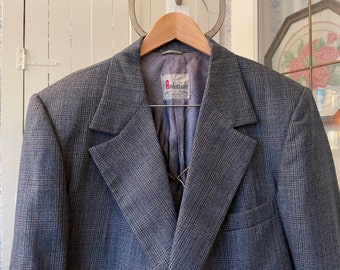スーツ 90s 00s vintage wool double set up grey Vintage Grey Suit / Grey and Blue Jacket and Pants / (C277