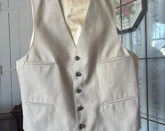 Vintage beige vest, classic beige waistcoat (C616), light beige linen look vest, waistcoat, tailored vest, classic beige vest
